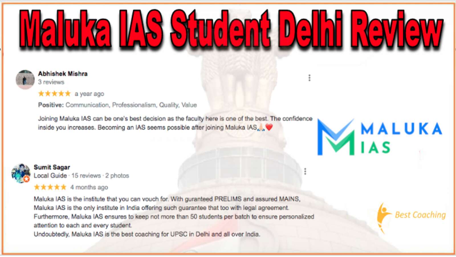 Maluka IAS Student Delhi Review