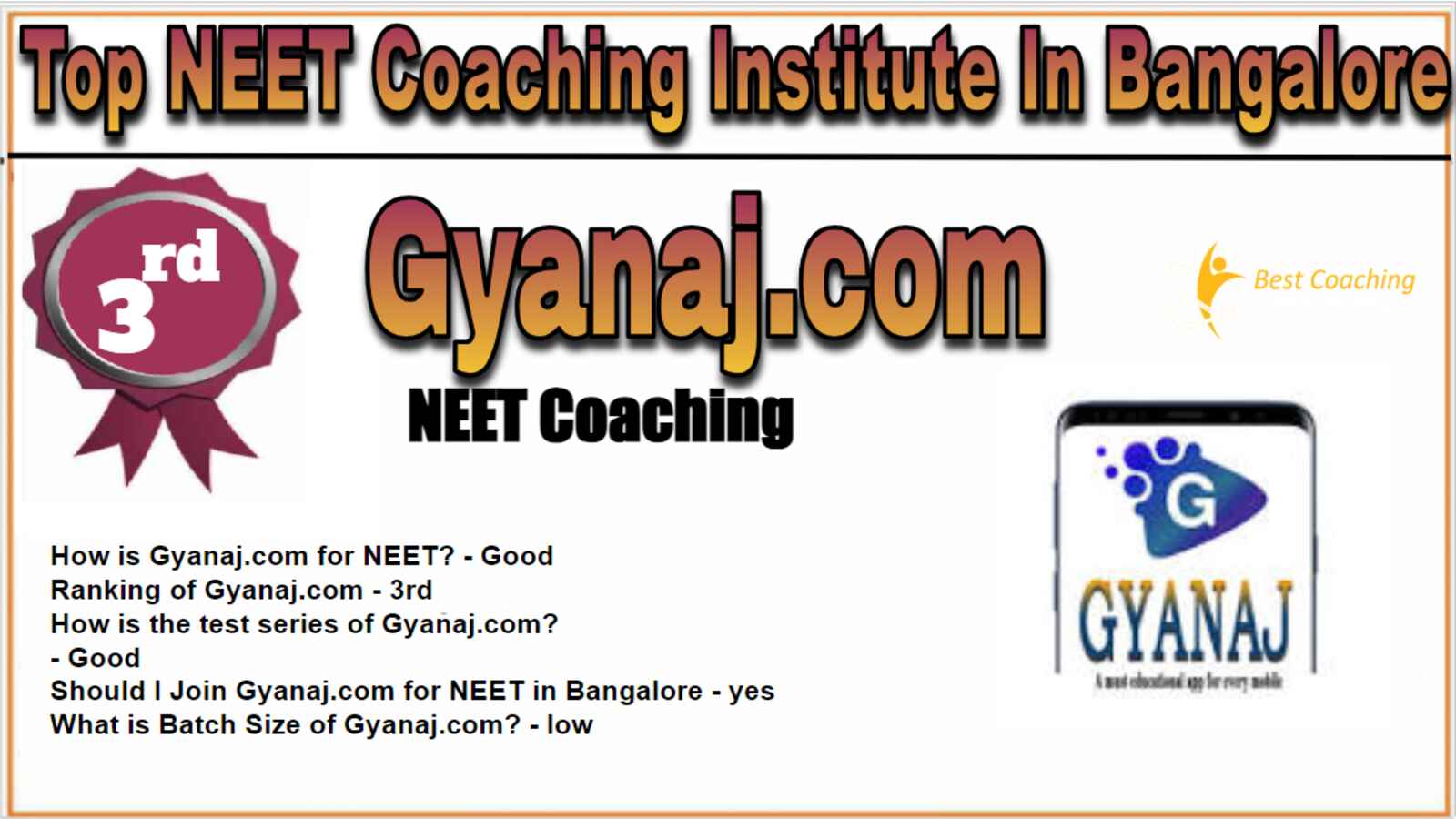 Rank 3 Best NEET Coaching institute in Bangalore
