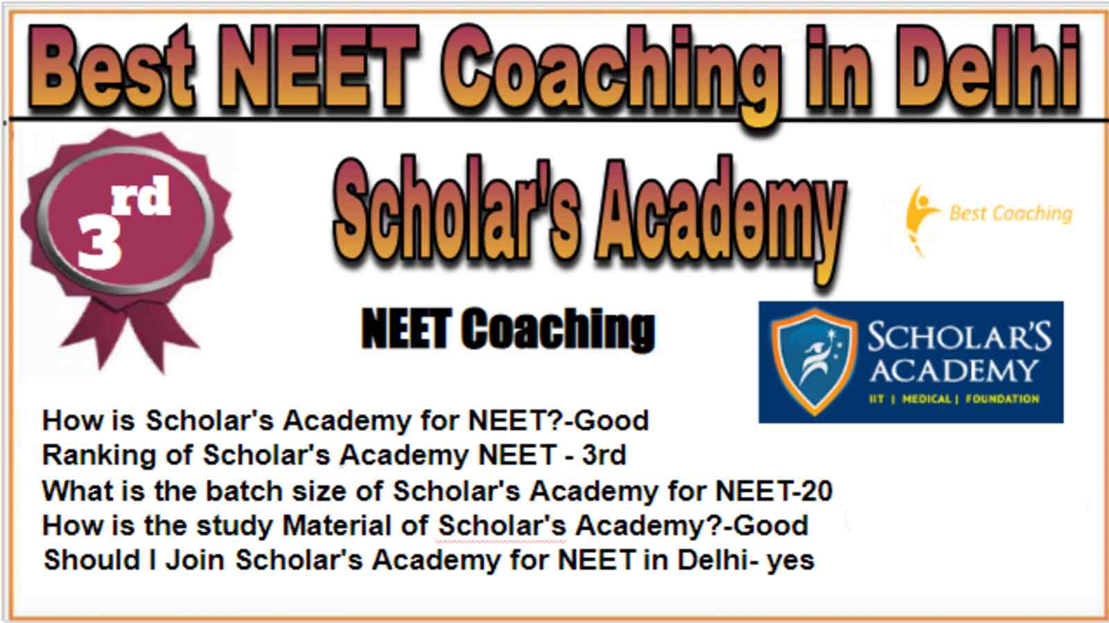 Rank 3 Best NEET Coachings in Delhi