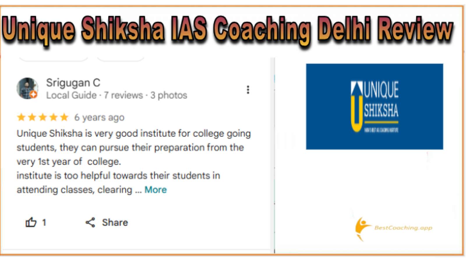 Unique shiksha coaching Delhi reviews