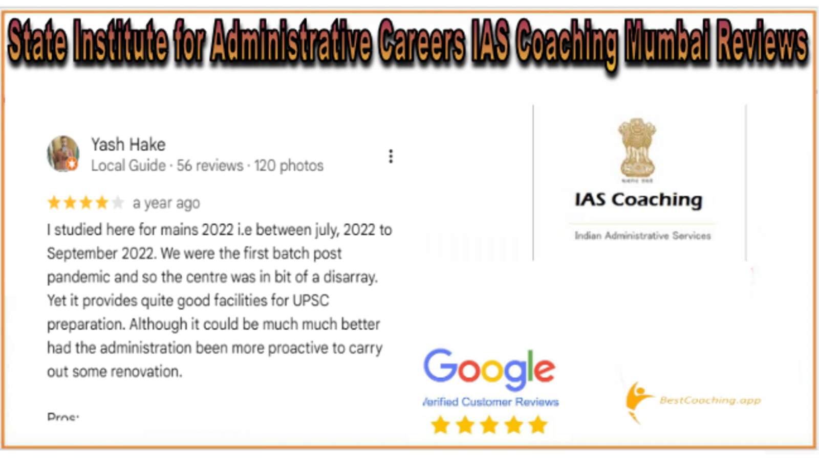 State Of Institute CAREER IAS Coaching in mumbai reviews