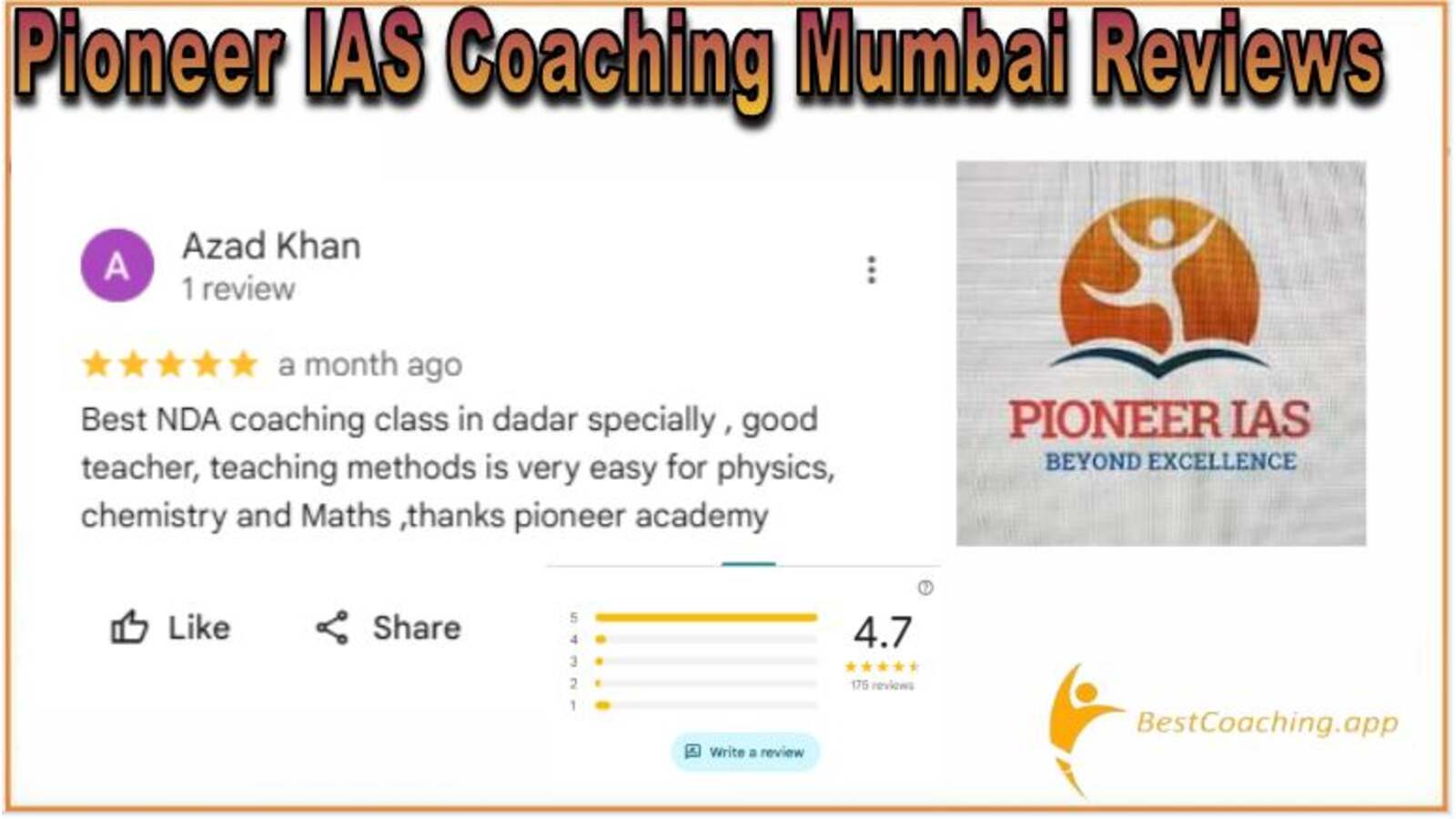 Pioneer IAS Coaching mumbai reviews