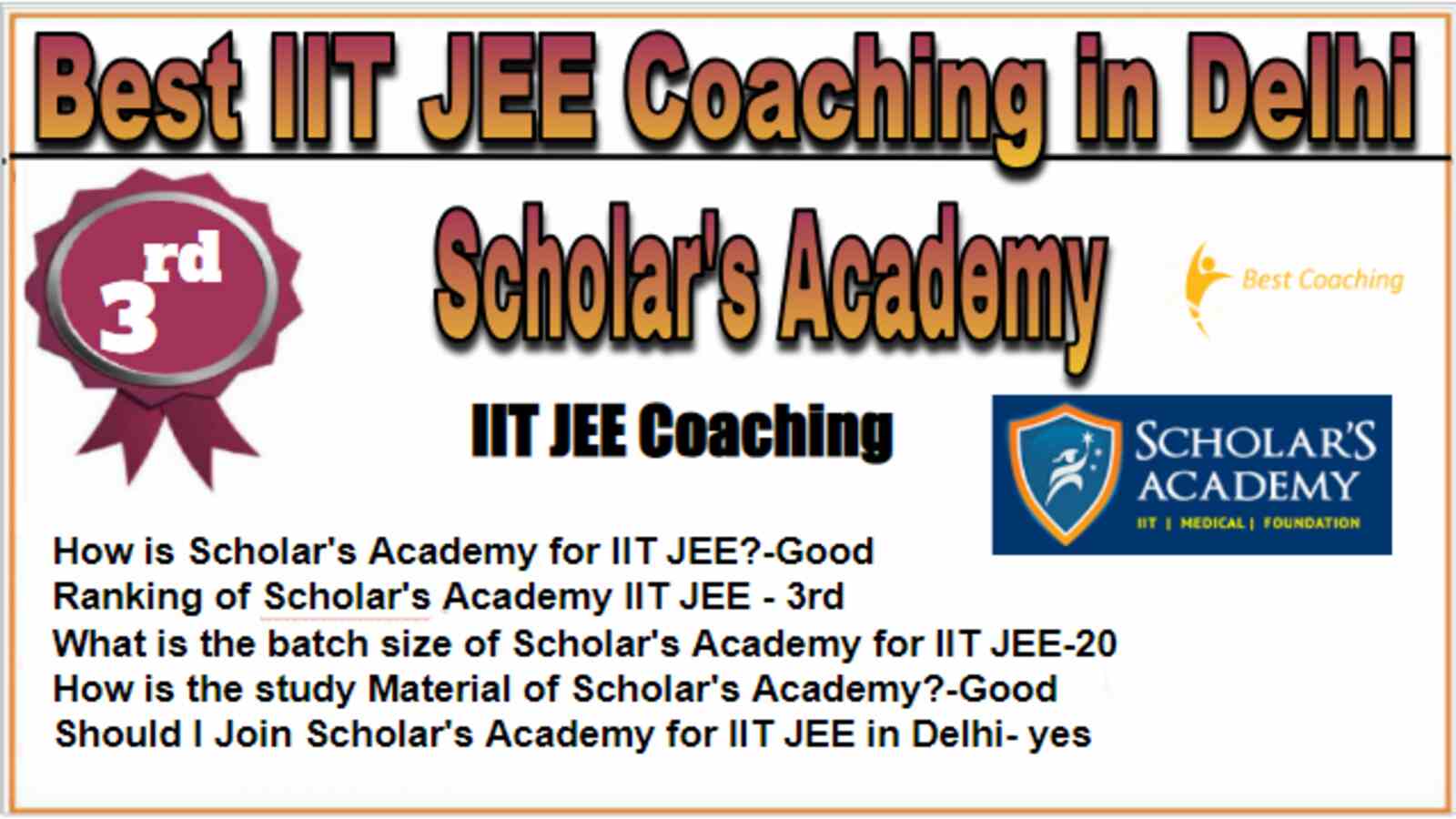 Rank 3 Best IIT JEE Coaching in delhi