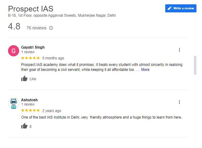 Prospect IAS Coaching in Delhi Review
