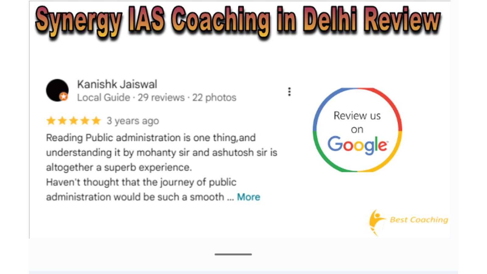 Synergy IAS Coaching Delhi Reviews