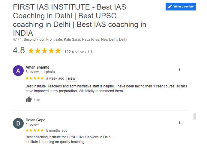 First IAS Coaching in Delhi Review