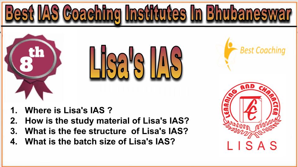 Rank 8 Lisa's IAS Best IAS Coaching In Bhubaneswar