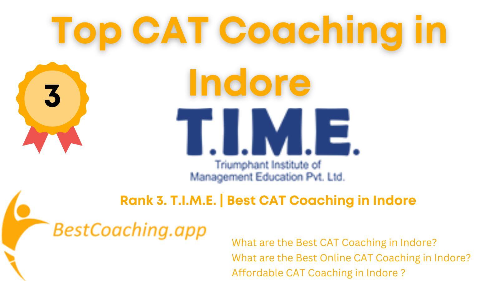Rank 3. T.I.M.E. Best CAT Coaching in Indore