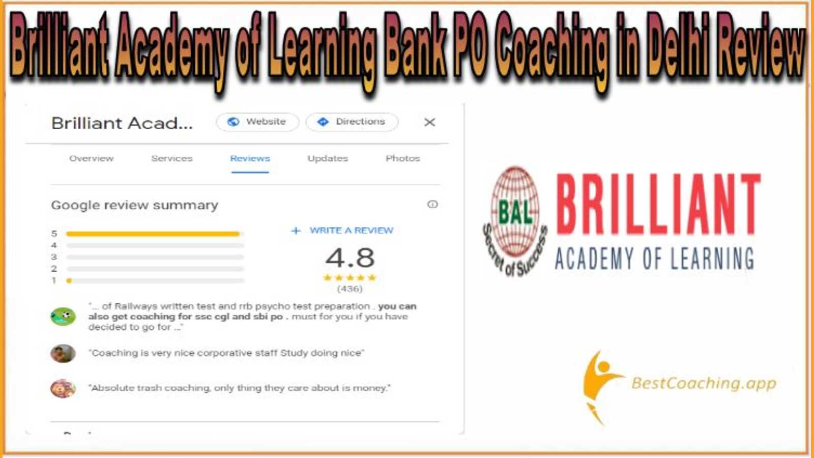 Brilliant Academy Bank PO Coaching in Delhi Review