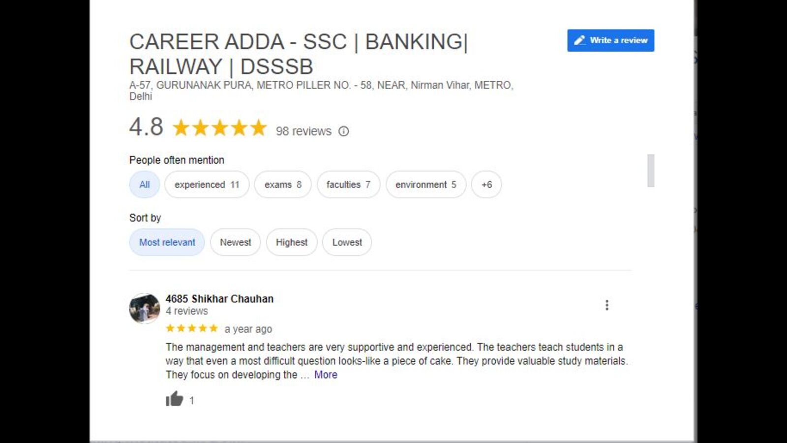 CAREER ADDA SSC Coaching in Delhi Review