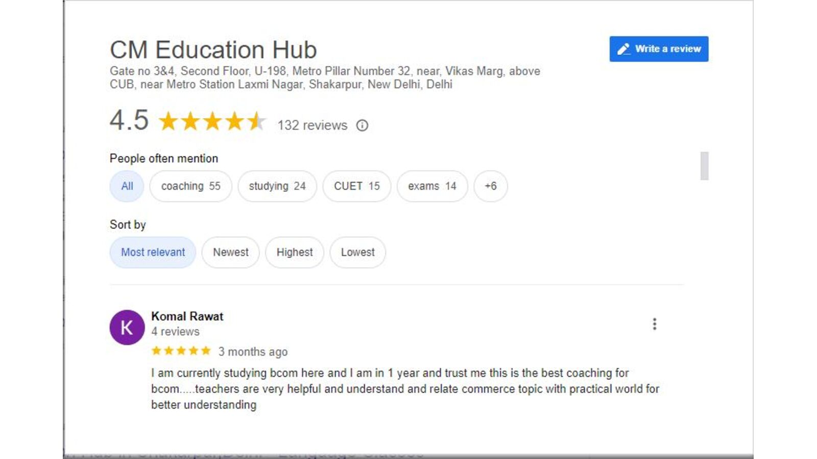 CM Education Hub SSC Coaching in Delhi Review