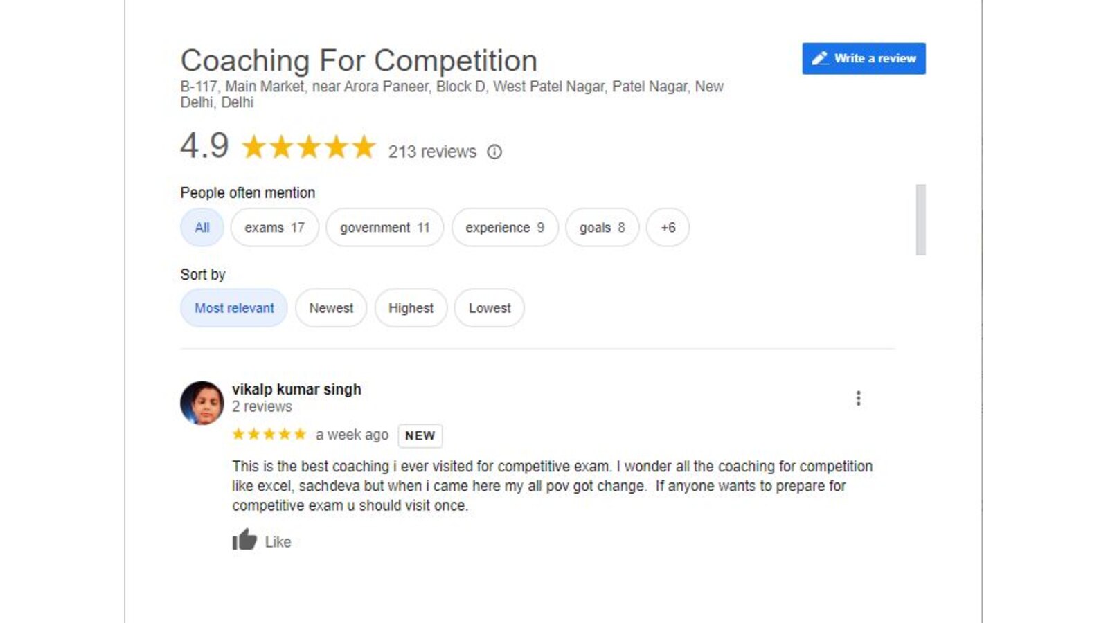 Coaching For Competition Bank PO Coaching in Delhi Review.