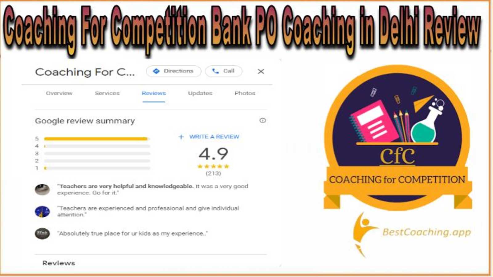 Coaching For Competition Bank PO Coaching in Delhi Review