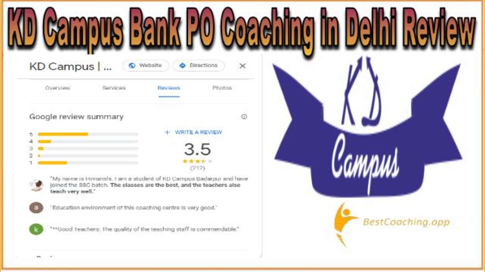 KD Campus Bank PO Coaching in Delhi Review