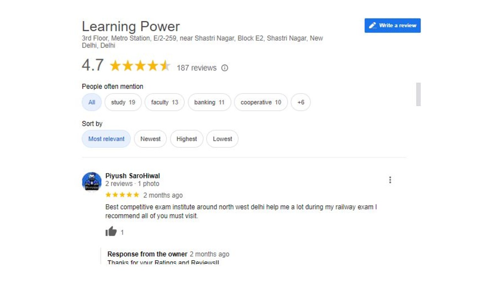 Learning Power Bank PO Coaching in Delhi Review.