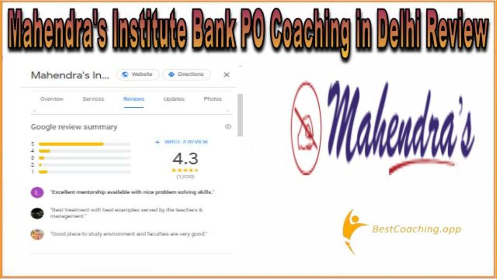 Mahendra's Institute Bank PO Coaching in Delhi Review