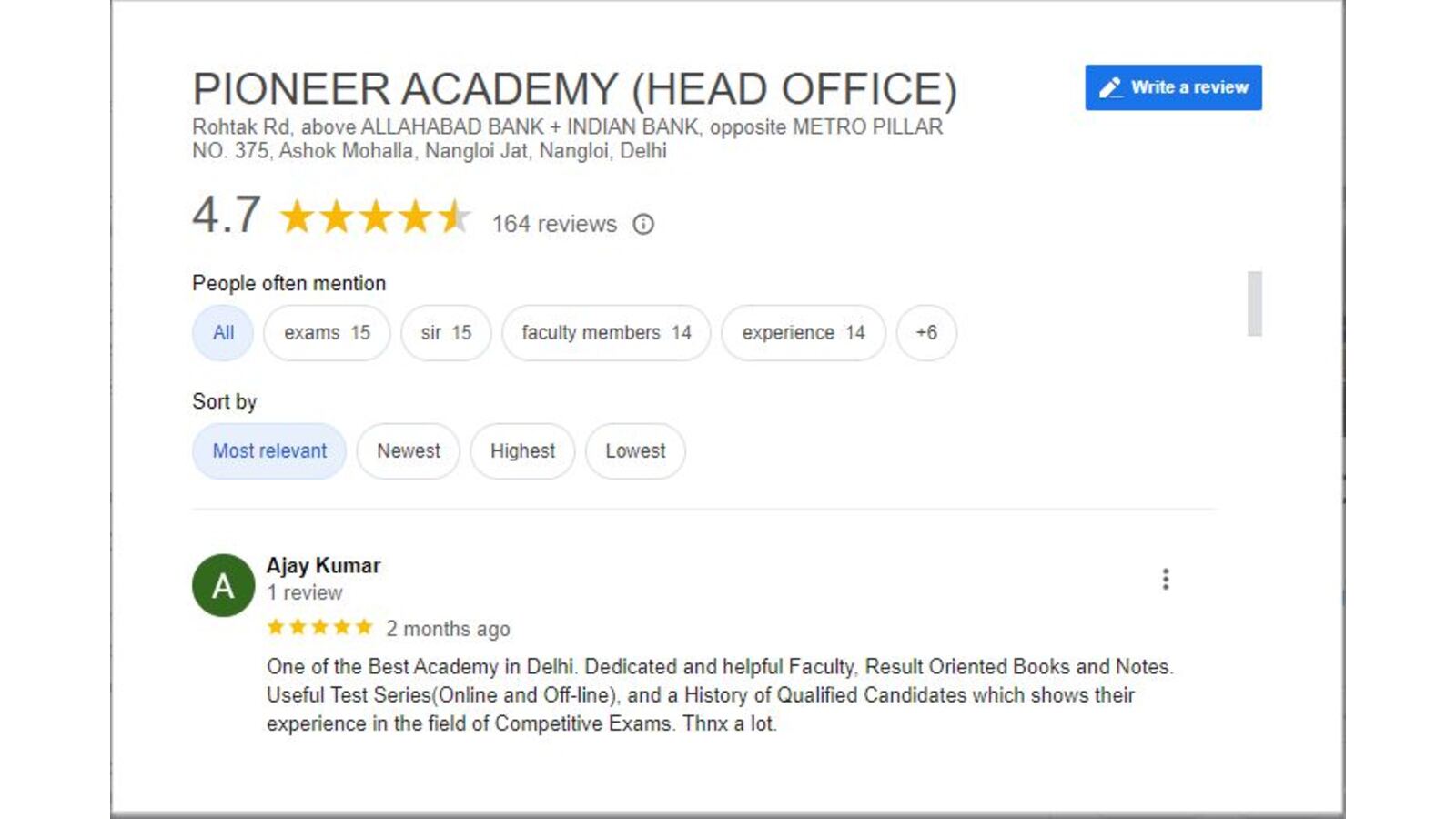 PIONEER ACADEMY SSC Coaching in Delhi Review PIONEER ACADEMY SSC Coaching in Delhi Review