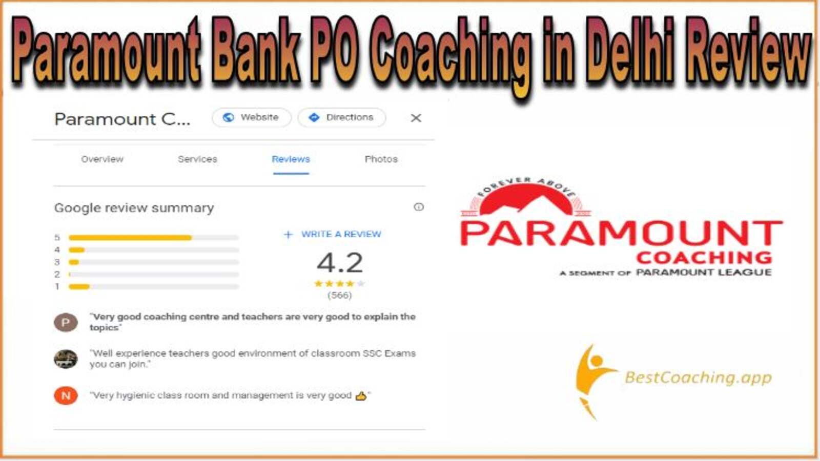 Paramount Bank PO Coaching in Delhi Review