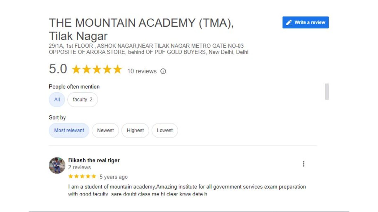 THE MOUNTAIN ACADEMY SSC Coaching in Delhi Review..