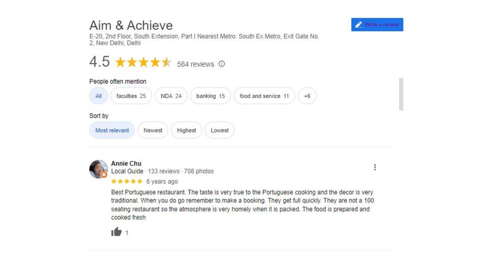 Aim & Achieve Bank PO Coaching in Delhi Review.