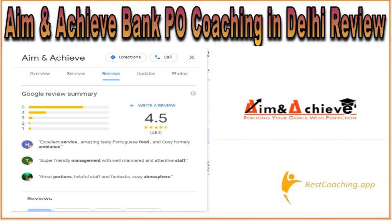 Aim & Achieve Bank PO Coaching in Delhi Review