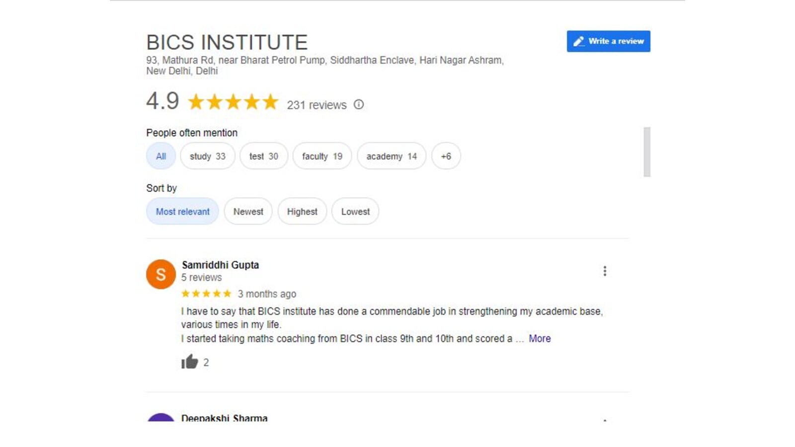 BICS INSTITUTE Bank PO Coaching in Delhi Review