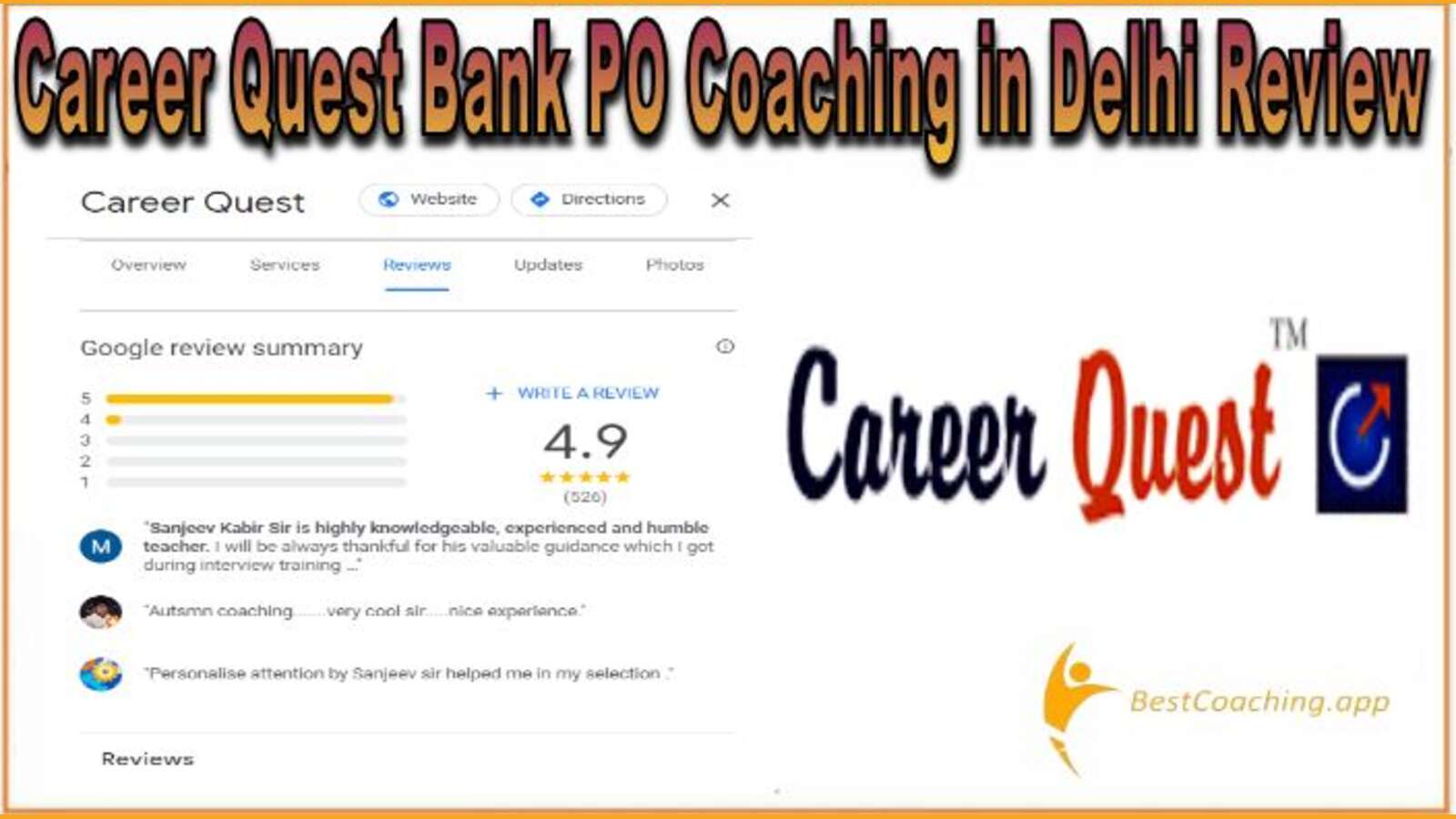 Career Quest Bank PO Coaching in Delhi Review