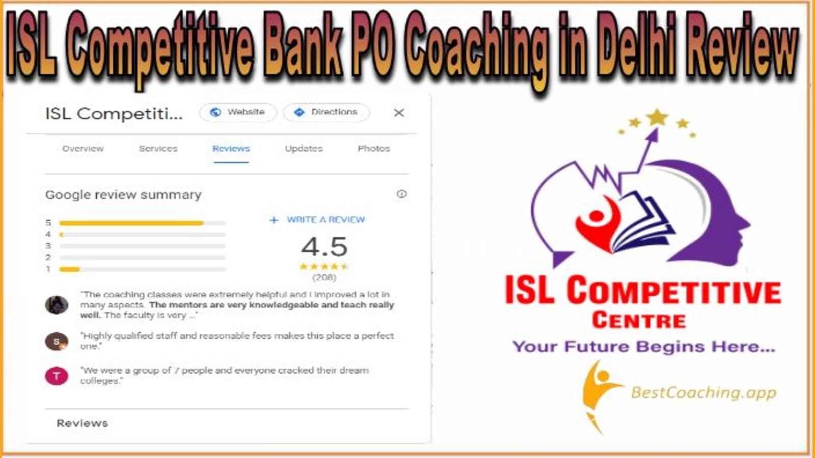 ISL Competitive Bank PO Coaching in Delhi Review