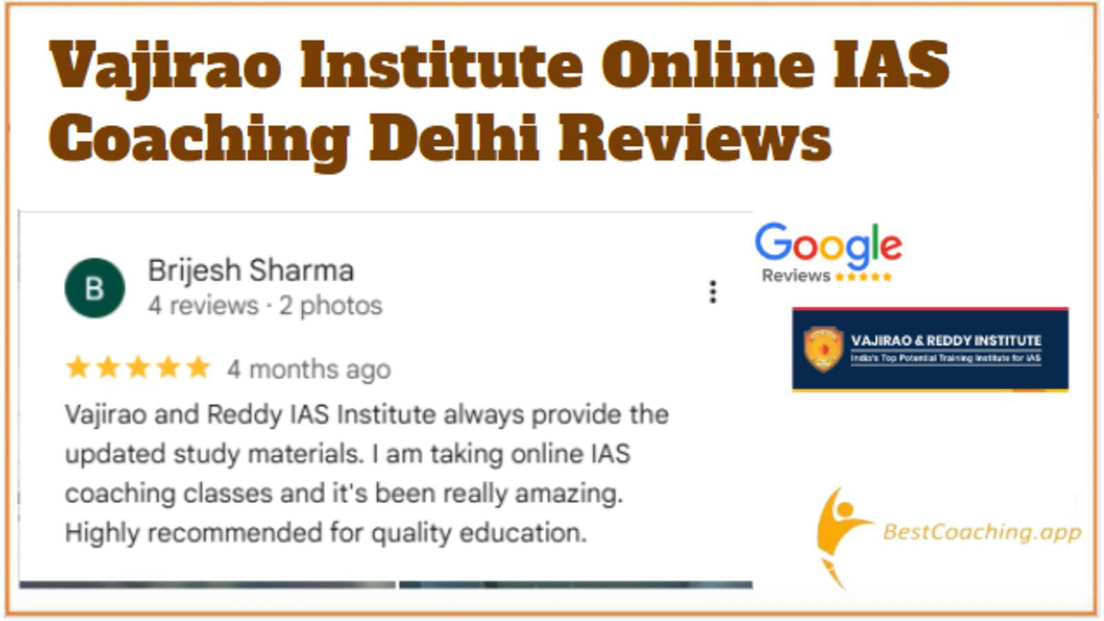 Vajjirao Institute Delhi Reviews